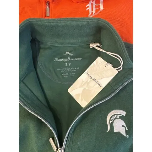 Michigan State Spartans Tommy Bahama Quarter Zip Sweater MSU Preppy Football NWT - Picture 2 of 10